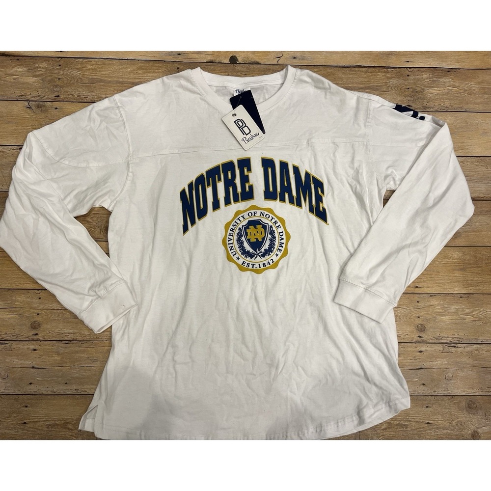 Women's Pressbox White Notre Dame Fighting Irish Edith Long Sleeve Oversized XL